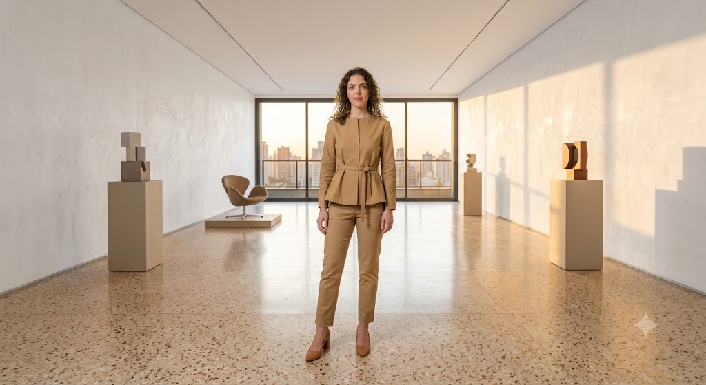 Belted Peplum Top and Slim Ankle Trousers